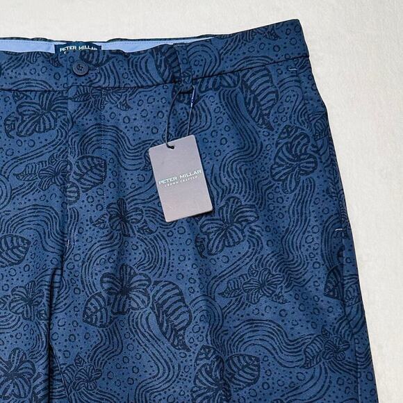 Peter Millar Crown Crafted Men’s 35 Navy Quick Dry Hybrid Golf Shorts - Picture 2 of 9